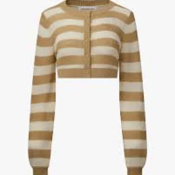 NWT WeWoreWhat Women's Striped Crochet Cardigan Crop Knit Top M $98 - Picture 4 of 8